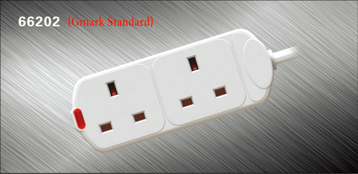 2 GANG BS EXTENSION SOCKET WITH INDICATE LIGHT CE ROHS MODEL NO 66202插图