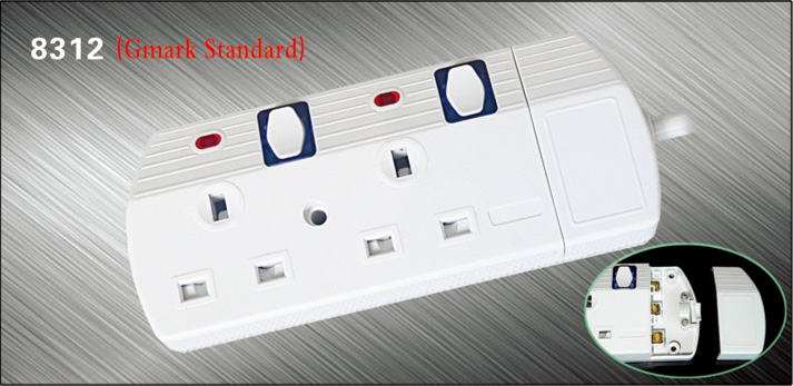 3 GANG UK TYPE EXTENSION SOCKET WITH INDEPENDENT SWITCH AND INDICATOR LIGHT CE ROHS MODEL NO 8313插图2