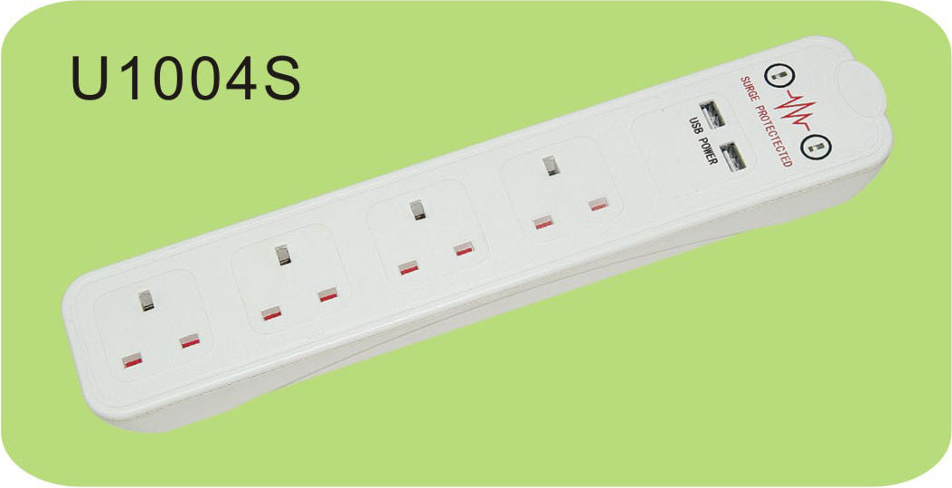 A UK-type extension socket with USB ports from the Ningbo Symbol range